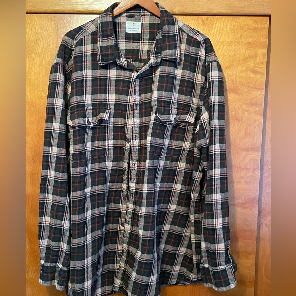 Plaid Button-Up Flannel Shirt